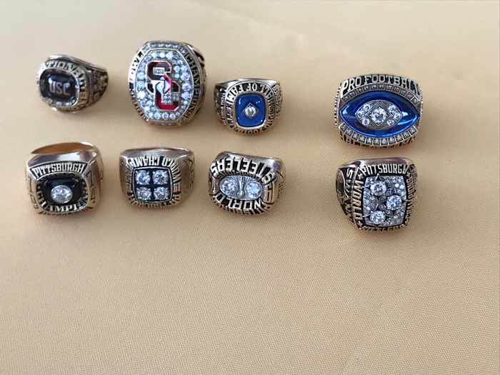 Lynn Swann's many college football and NFL championship and Hall of Fame rings.